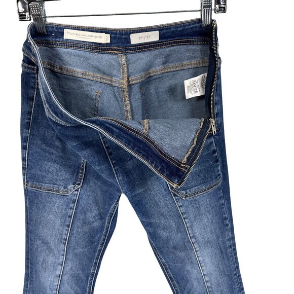 Pilcro & The Letterpress Womens 27 US 4 Flare Crop Jeans Side Zip Patch Pockets - Picture 4 of 16